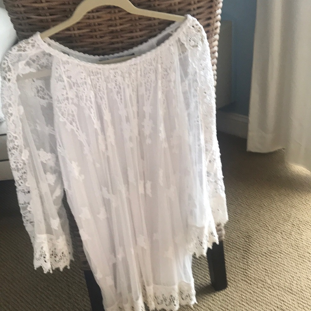 Pretty off white lace peasant top